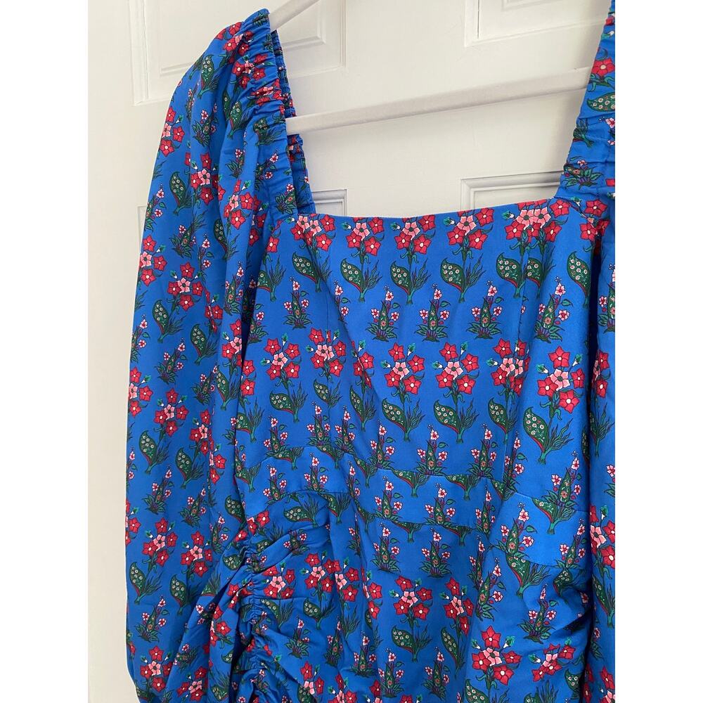 RHODE Tuckernuck Mina Draped Ruched Floral-Print Recycled Crepe Mini Dress S - Picture 8 of 13